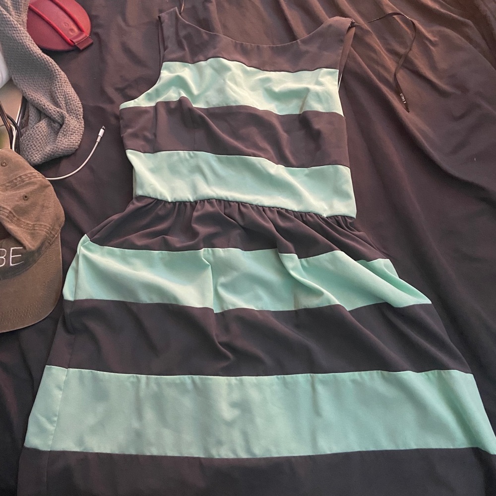 Gray and sea foam green dress
